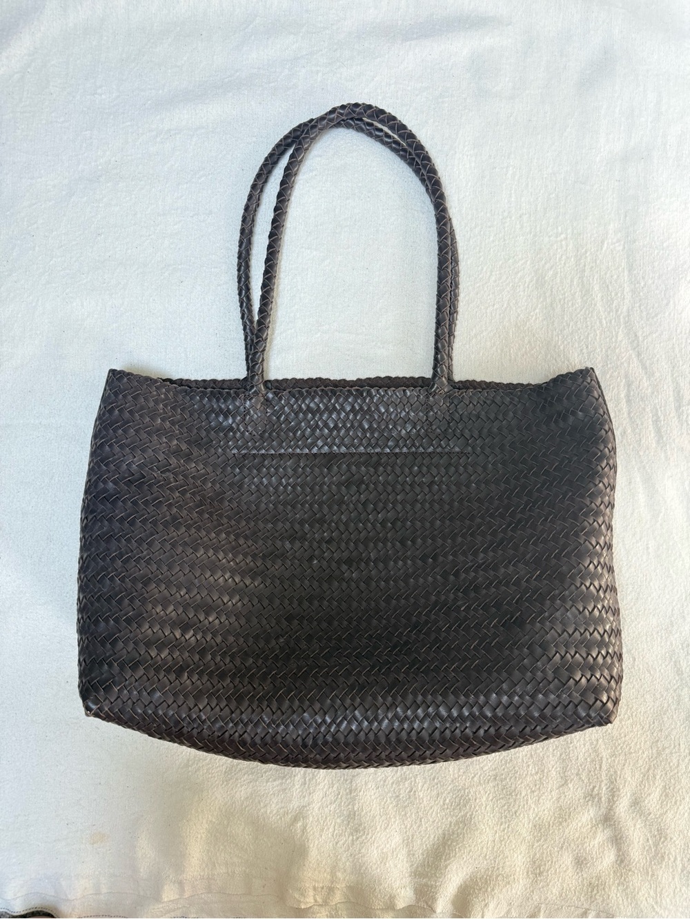 Madewell Signature Handwoven Leather Tote Bag in Dark Brown